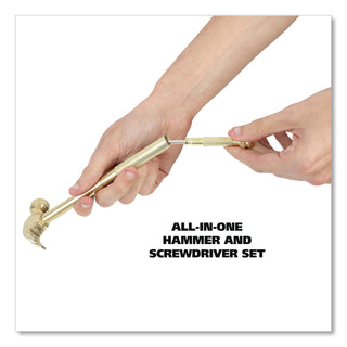 Great Neck® 5-in-1 Carpenter's Hammer with Nesting Handle Containing Four Screwdrivers, 6.5" Long Gold Handle (GNS19006)