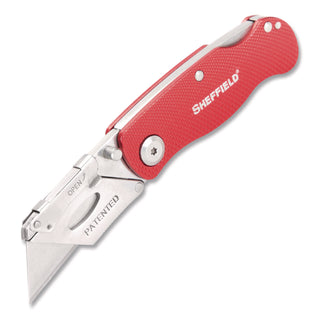 Sheffield Quick Change Lock Back Utility Knife, 1.25" Blade, 3.5" Aluminum Handle, Red (GNS12614)