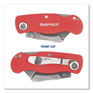Sheffield Quick Change Lock Back Utility Knife, 1.25" Blade, 3.5" Aluminum Handle, Red (GNS12614)