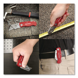 Sheffield Quick Change Lock Back Utility Knife, 1.25" Blade, 3.5" Aluminum Handle, Red (GNS12614)