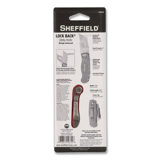 Sheffield Quick Change Lock Back Utility Knife, 1.25" Blade, 3.5" Aluminum Handle, Red (GNS12614)