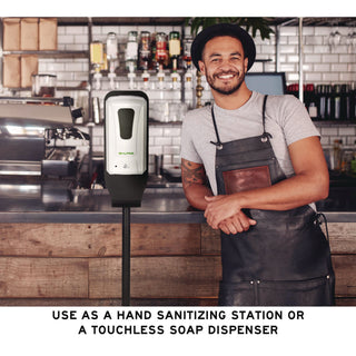 Alpine Industries Automatic Foam Hand Sanitizer/Soap Dispenser with Floor Stand, 40 oz, 4.48 x 6 x 45, White (ALHALP430FS)