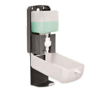 Alpine Industries Wall Mount Automatic Foam Hand Sanitizer Soap Dispenser with Drip Tray, 40 oz, 4.48 x 6 x 18.1, White (ALHALP430FT)
