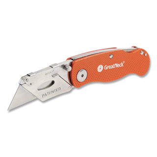 Great Neck® Quick Change Lock Back Utility Knife, 3.5" Aluminum Handle, Orange (GNS74201)