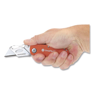 Great Neck® Quick Change Lock Back Utility Knife, 3.5" Aluminum Handle, Orange (GNS74201)
