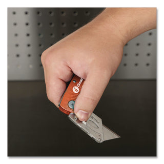 Great Neck® Quick Change Lock Back Utility Knife, 3.5" Aluminum Handle, Orange (GNS74201)