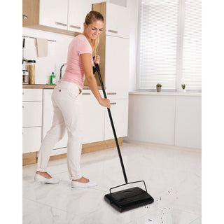 Alpine Industries Manual Triple Brush Carpet and Floor Sweeper, 42.5" Handle, Black (ALHALP469BLKNEW)