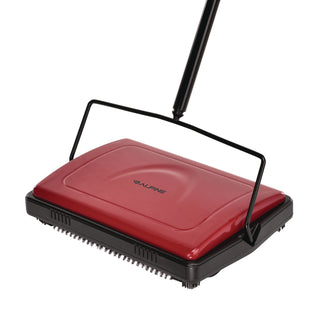 Alpine Industries Manual Triple Brush Carpet and Floor Sweeper, 42.5" Handle, Red (ALHALP469REDNEW)