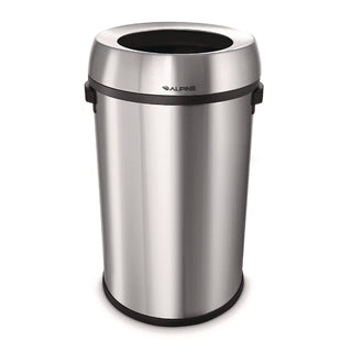 Alpine Industries 17 Gallon Stainless Steel Heavy-Gauge Brushed Open Top Commercial Trash Can (ALHALP47065L)
