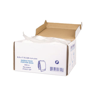 Inteplast Group Get Reddi Saddle Pack Poly Food Portion Bags, Fold-Top Closure, 0.5 mil, 6.5" x 7", Clear, 2,000/Carton (IBSPC657SP)
