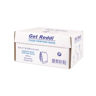 Inteplast Group Get Reddi Saddle Pack Poly Food Portion Bags, Fold-Top Closure, 0.5 mil, 6.5" x 7", Clear, 2,000/Carton (IBSPC657SP)
