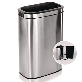 Alpine Industries Stainless Steel Rectangular Liner Open Top Trash Can, 10.5 gal, Brushed Stainless Steel (ALHALP47040L)