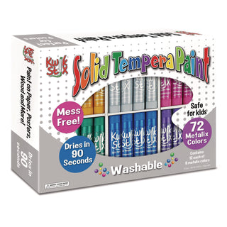 TPG Creations™ Kwik Stick Tempera Paint, 3.5", Assorted Metallic Colors, 72/Pack, 3 Packs/Carton (TPG62903)