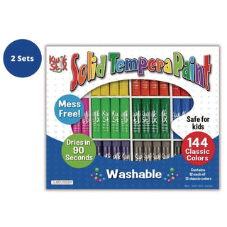 TPG Creations™ Kwik Stix Tempera Paint Set, 12 Assorted Classic Colors, 144/Pack, 2 Packs/Carton (TPG64402)