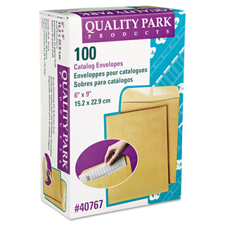 Quality Park™ Catalog Envelope, 28 lb Bond Weight Kraft, #1, Square Flap, Gummed Closure, 6 x 9, Brown Kraft, 100/Box (QUA40767)