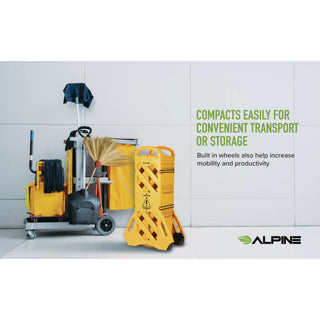 Alpine Industries Expandable Portable Fence Barrier Safety Barricade, Plastic, 1.97 x 153.54 x 39.76, Yellow (ALHALP499BAR)