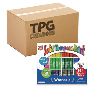 TPG Creations™ Kwik Stix Tempera Paint Set, 12 Assorted Classic Colors, 144/Pack, 2 Packs/Carton (TPG64402)