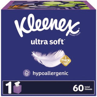 Kleenex® Ultra Soft Facial Tissue, 3-Ply, White, 60 Sheets/Box, 18 Boxes/Carton (KCM54278)