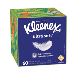 Kleenex® Ultra Soft Facial Tissue, 3-Ply, White, 60 Sheets/Box, 18 Boxes/Carton (KCM54278)