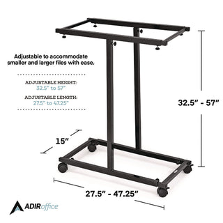 AdirOffice Blueprint Storage Cabinet Steel Vertical Plan Center, Assorted Document Sizes,15" x 27" to 47.25" x 32.5" to 57", Black (ALHI614BLK)