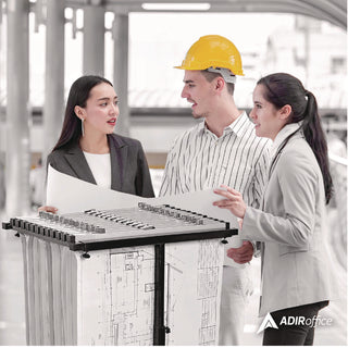 AdirOffice Blueprint Storage Cabinet Steel Vertical Plan Center, Assorted Document Sizes,15" x 27" to 47.25" x 32.5" to 57", Black (ALHI614BLK)
