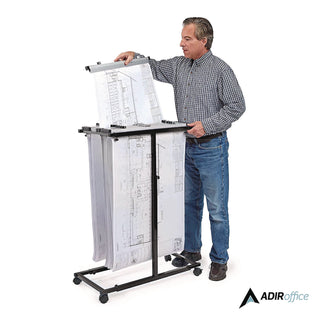 AdirOffice Blueprint Storage Cabinet Steel Vertical Plan Center, Assorted Document Sizes,15" x 27" to 47.25" x 32.5" to 57", Black (ALHI614BLK)