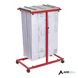 AdirOffice Blueprint Storage Cabinet Steel Vertical Plan Center, Assorted Document Sizes, 15" x 27" to 47.25" x 32.5" to 57", Red (ALHI614RED)