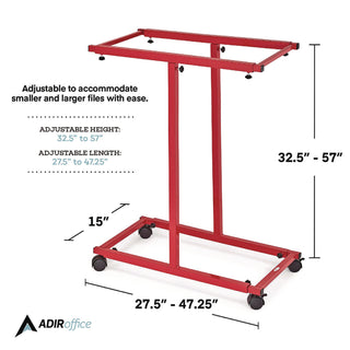 AdirOffice Blueprint Storage Cabinet Steel Vertical Plan Center, Assorted Document Sizes, 15" x 27" to 47.25" x 32.5" to 57", Red (ALHI614RED)