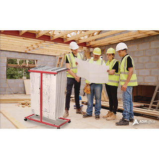AdirOffice Blueprint Storage Cabinet Steel Vertical Plan Center, Assorted Document Sizes, 15" x 27" to 47.25" x 32.5" to 57", Red (ALHI614RED)