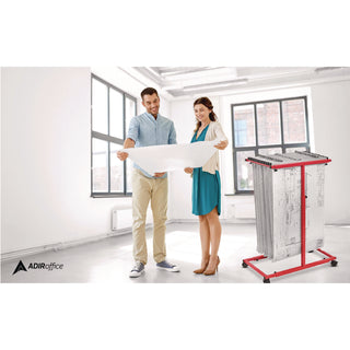 AdirOffice Blueprint Storage Cabinet Steel Vertical Plan Center, Assorted Document Sizes, 15" x 27" to 47.25" x 32.5" to 57", Red (ALHI614RED)
