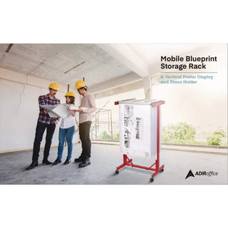 AdirOffice Expandable Blueprint Storage Cabinet Mobile Plan Center, Assorted Document Sizes, 20.5" x 28" to 46.5" x 50.75", Red (ALHI615RED)
