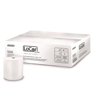 LoCor® Hard Wound Roll Towel, 1-Ply, 7" x 1,200 ft, White, 6 Rolls/Carton (SOL46904)