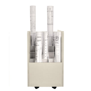 AdirOffice 20-Slot Mobile Rolling Wood Blueprint Storage Cabinet Roll File Large Document Organizer, 15.25 x 13.25 x 24.75, White (ALHI624WHI)
