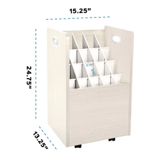 AdirOffice 20-Slot Mobile Rolling Wood Blueprint Storage Cabinet Roll File Large Document Organizer, 15.25 x 13.25 x 24.75, White (ALHI624WHI)