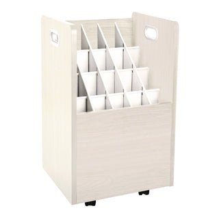 AdirOffice 20-Slot Mobile Rolling Wood Blueprint Storage Cabinet Roll File Large Document Organizer, 15.25 x 13.25 x 24.75, White (ALHI624WHI)