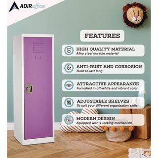 AdirOffice Steel Storage Locker, 1 Compartment, 15 x 15 x 48, Purple (ALHI62901PUR)