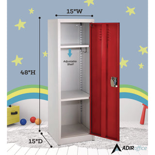 AdirOffice Steel Storage Locker, 1 Compartment, 15 x 15 x 48, Red (ALHI62901RED)