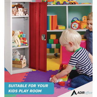 AdirOffice Steel Storage Locker, 1 Compartment, 15 x 15 x 48, Red (ALHI62901RED)