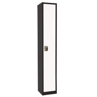 AdirOffice Steel Storage Locker, 1 Compartment, 12 x 12 x 72, Black Body/White Doors (ALHI629201BW)