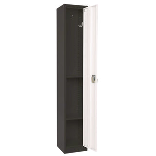 AdirOffice Steel Storage Locker, 1 Compartment, 12 x 12 x 72, Black Body/White Doors (ALHI629201BW)
