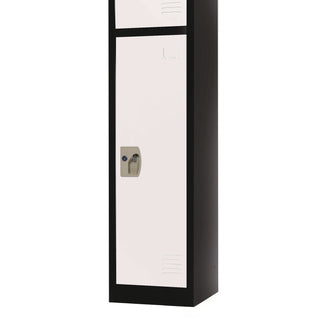 AdirOffice Steel Storage Locker, 1 Compartment, 12 x 12 x 72, Black Body/White Doors (ALHI629201BW)