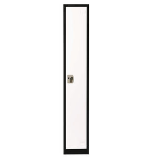 AdirOffice Steel Storage Locker, 1 Compartment, 12 x 12 x 72, Black Body/White Doors (ALHI629201BW)