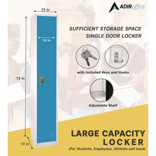 AdirOffice Steel Storage Locker, 1 Compartment, 12 x 12 x 72, Blue (ALHI629201BLU)