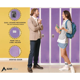 AdirOffice Steel Storage Locker, 1 Compartment, 12 x 12 x 72, Purple (ALHI629201PUR)