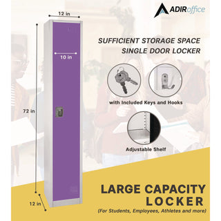AdirOffice Steel Storage Locker, 1 Compartment, 12 x 12 x 72, Purple (ALHI629201PUR)