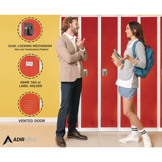 AdirOffice Steel Storage Locker, 1 Compartment, 12 x 12 x 72, Red (ALHI629201RED)