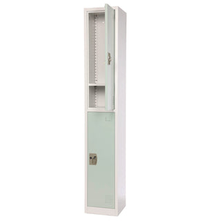 AdirOffice Steel Storage Locker, 2 Compartment, 12 x 12 x 72, Misty Green (ALHI629202MGRN)