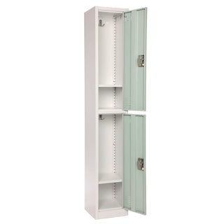 AdirOffice Steel Storage Locker, 2 Compartment, 12 x 12 x 72, Misty Green (ALHI629202MGRN)