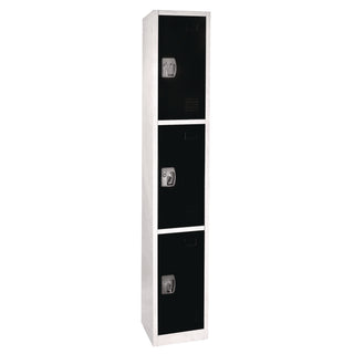 AdirOffice Steel Storage Locker, 3 Compartment, 12 x 12 x 72, Black (ALHI629203BLK)