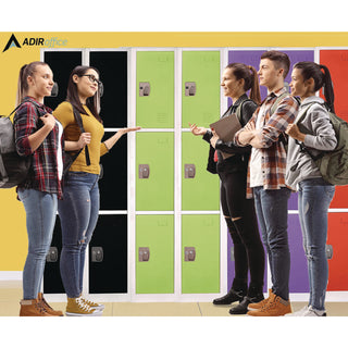 AdirOffice Steel Storage Locker, 3 Compartment, 12 x 12 x 72, Green (ALHI629203GRN)